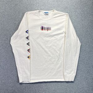 Champion Retro Graphic T-Shirt Men’s M White Multi-Color Long-Sleeve